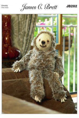 JB282 James C Brett Laid Back Larry Sloth Doll in Faux Fur and Chunky 