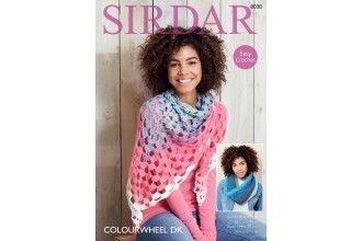 8030 Sirdar Crochet Ladies Snood and Shawl in Colourwheel DK