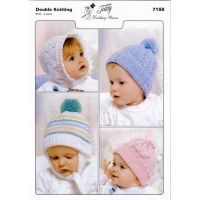 7158 Teddy Babies Bonnets and Hats, Birth-2yrs in DK