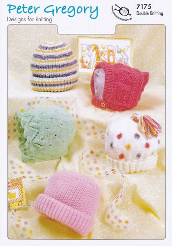 PG7175 Peter Gregory Assorted Baby Hats, Birth-2yrs in DK 