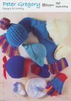  PG767 Peter Gregory Baby and Childrens Hats, Scarf, Mitts and Gloves, Birth-12yrs depending on design, in DK