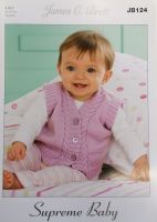 JB124 James C Brett Babies Slipover, 12-20” in Baby Supreme 4Ply