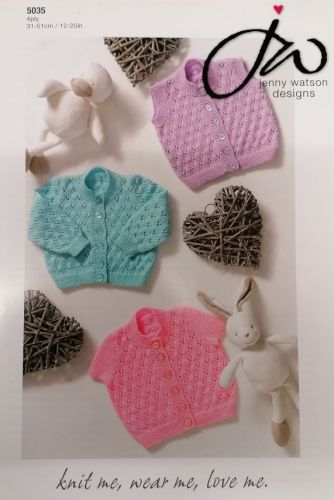 JW5035 Jenny Watson Designs Babies Cardigan and Waistcoat, 12-20” in 4Ply